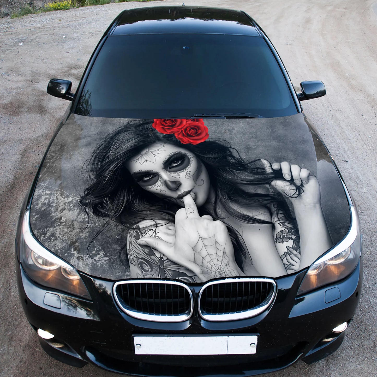 Girl Sugar Skull Hood Wrap – Custom Vinyl Decal for Cars, Trucks & SUVs