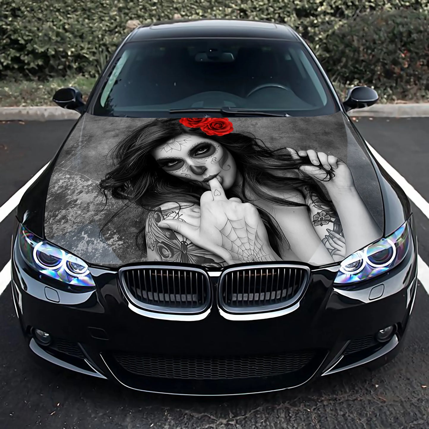 Girl Sugar Skull Hood Wrap – Custom Vinyl Decal for Cars, Trucks & SUVs