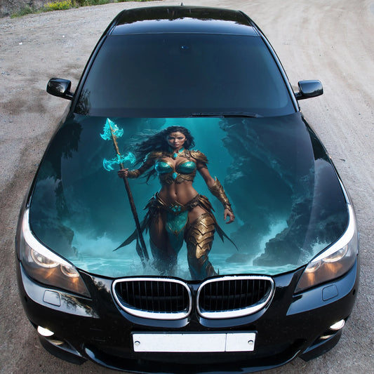 Girl War Goddess Hood Wrap – Custom Vinyl Decal for Cars, Trucks & SUVs