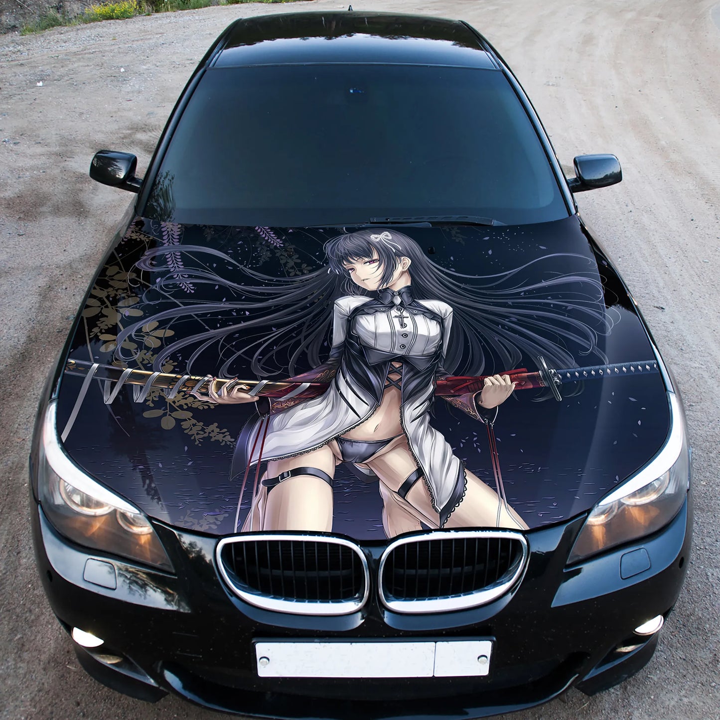 Girl with Katana Hood Wrap – Custom Vinyl Decal for Cars, Trucks & SUVs