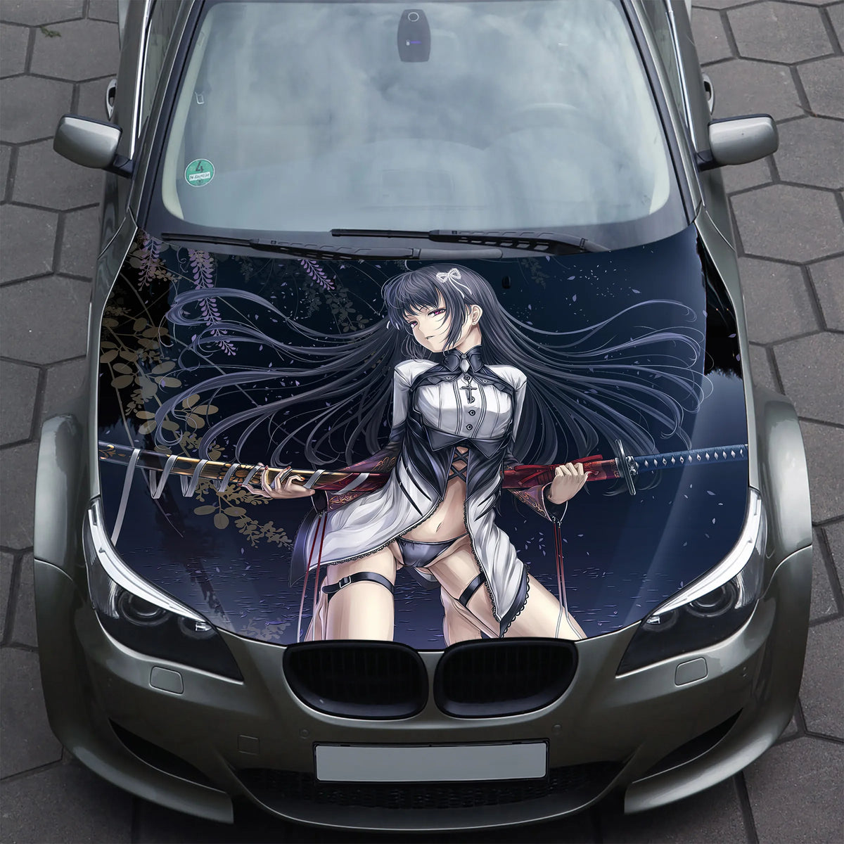 Girl with Katana Hood Wrap – Custom Vinyl Decal for Cars, Trucks & SUVs