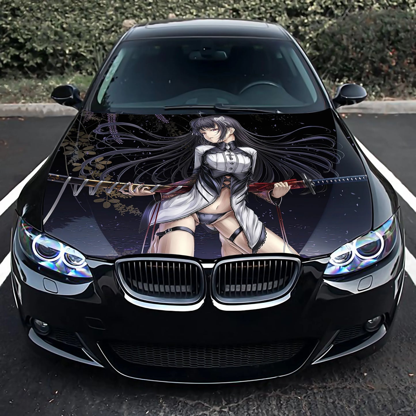 Girl with Katana Hood Wrap – Custom Vinyl Decal for Cars, Trucks & SUVs