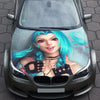 Girl X Blue Hair Hood Wrap – Custom Vinyl Decal for Cars, Trucks & SUVs