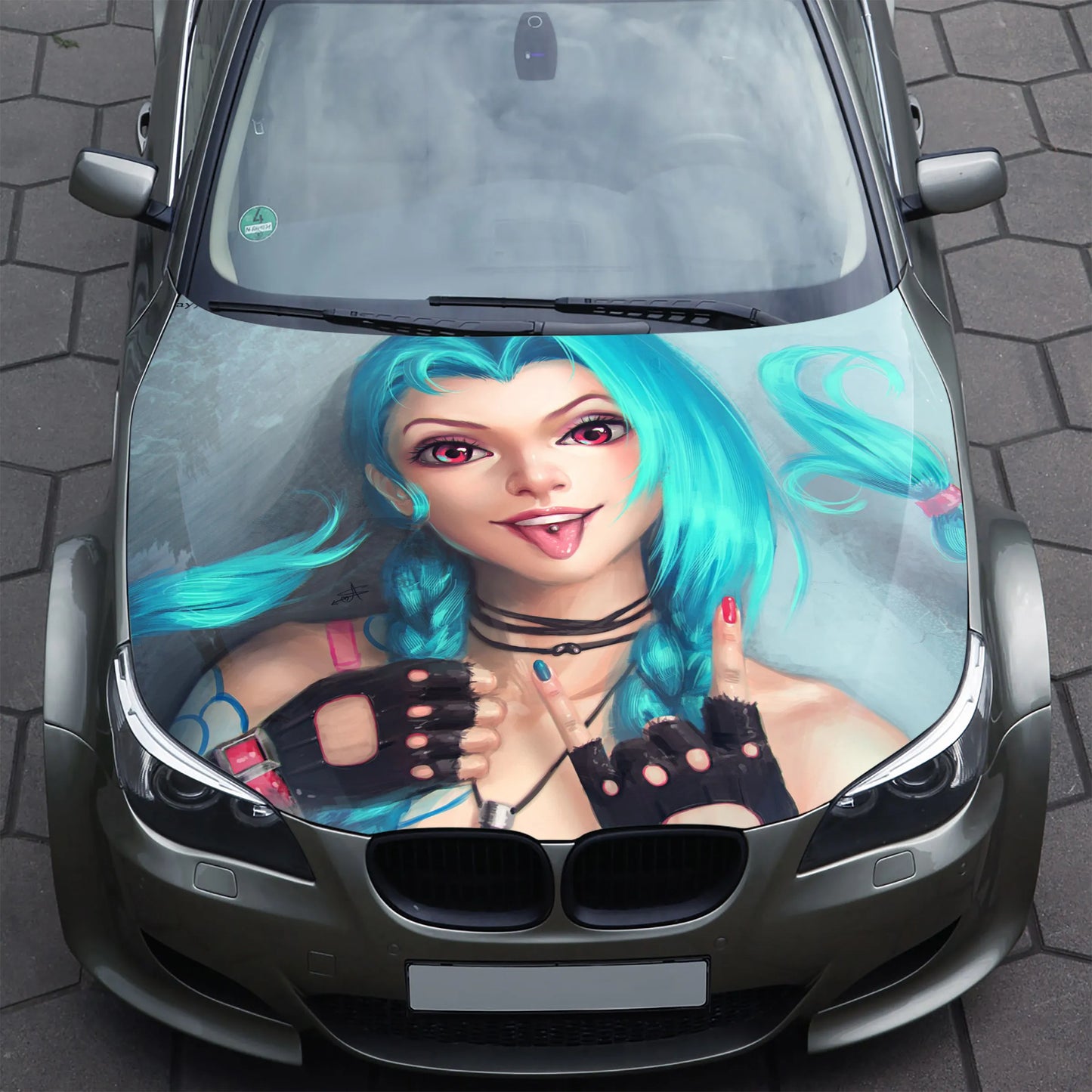 Girl X Blue Hair Hood Wrap – Custom Vinyl Decal for Cars, Trucks & SUVs