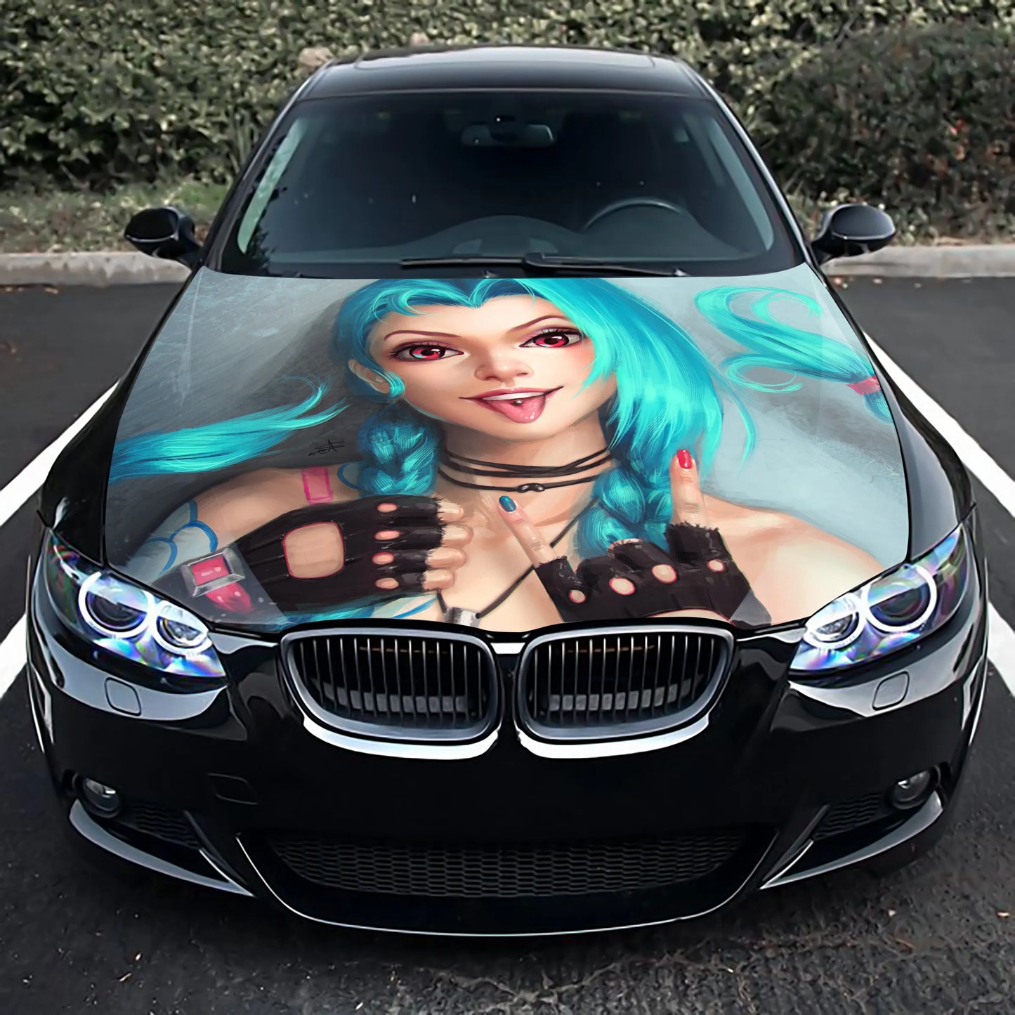 Girl X Blue Hair Hood Wrap – Custom Vinyl Decal for Cars, Trucks & SUVs