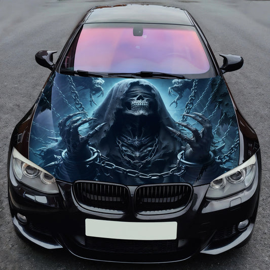 Grim Reaper in Chains Hood Wrap – Custom Vinyl Decal for Cars, Trucks & SUVs