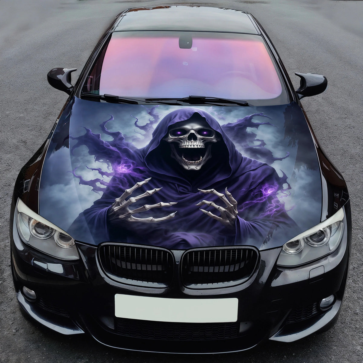 Grim Reaper Smoke Hood Wrap – Custom Vinyl Decal for Cars, Trucks & SUVs
