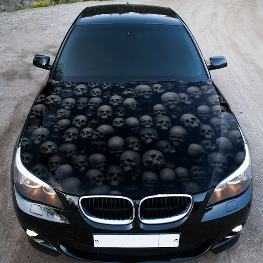 Grunge 3D Skulls Pile Hood Wrap – Custom Vinyl Decal for Cars, Trucks & SUVs