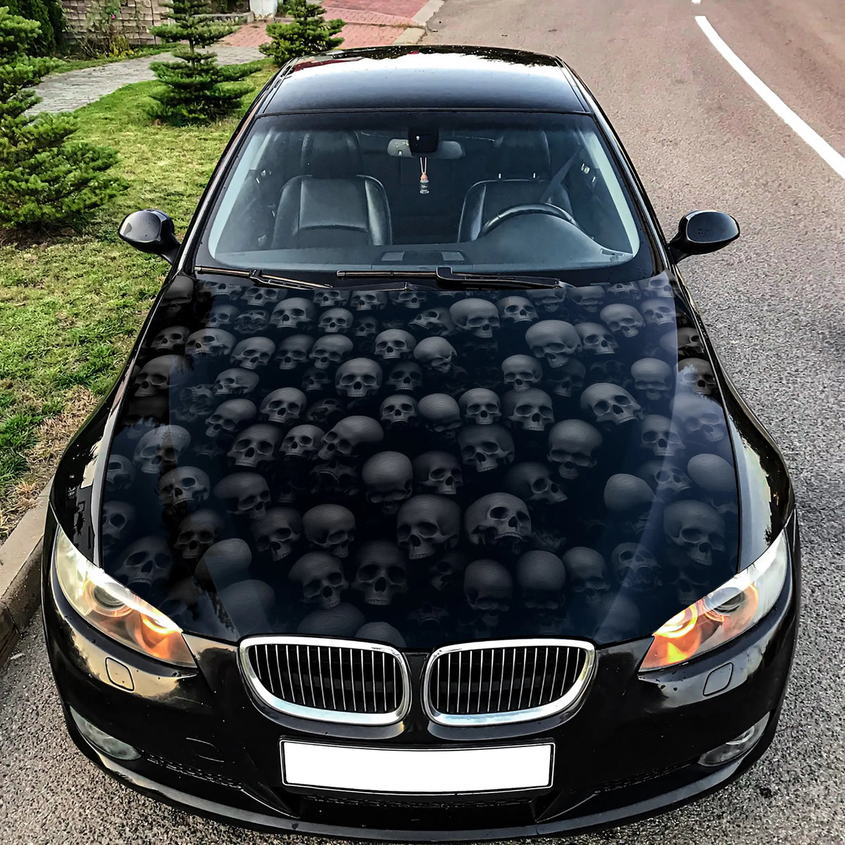Grunge 3D Skulls Pile Hood Wrap – Custom Vinyl Decal for Cars, Trucks & SUVs