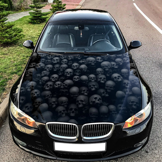 Grunge 3D Skulls Pile Hood Wrap – Custom Vinyl Decal for Cars, Trucks & SUVs