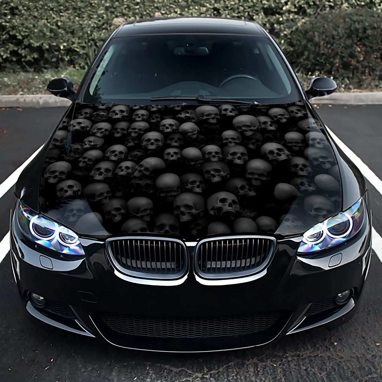 Grunge 3D Skulls Pile Hood Wrap – Custom Vinyl Decal for Cars, Trucks & SUVs