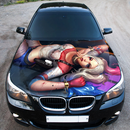 Harley Quinn Hood Wrap – Custom Vinyl Decal for Cars, Trucks & SUVs