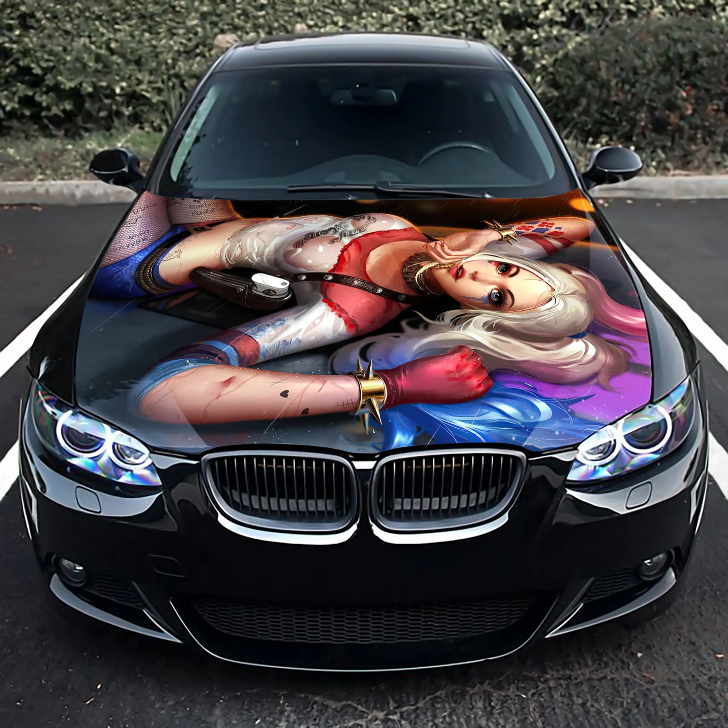 Harley Quinn Hood Wrap – Custom Vinyl Decal for Cars, Trucks & SUVs