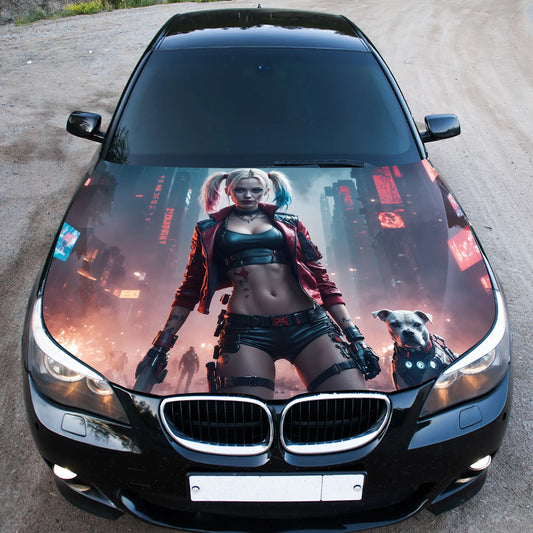 Harley Quinn Hood Wrap – Custom Vinyl Decal for Cars, Trucks & SUVs