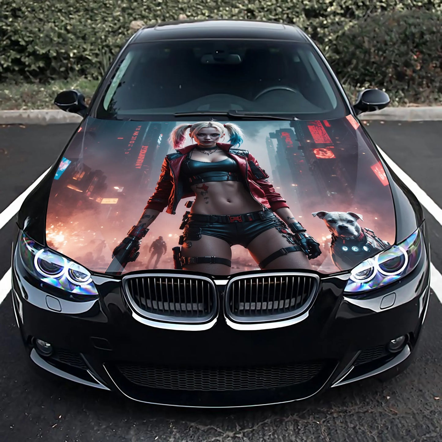 Harley Quinn Hood Wrap – Custom Vinyl Decal for Cars, Trucks & SUVs