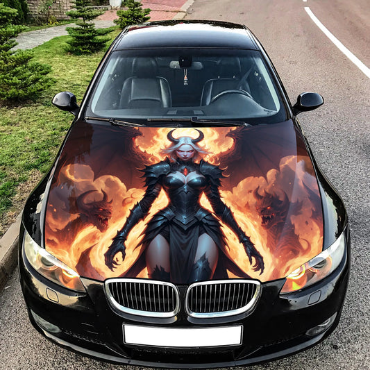 Hell Female Demon Hood Wrap – Custom Vinyl Decal for Cars, Trucks & SUVs