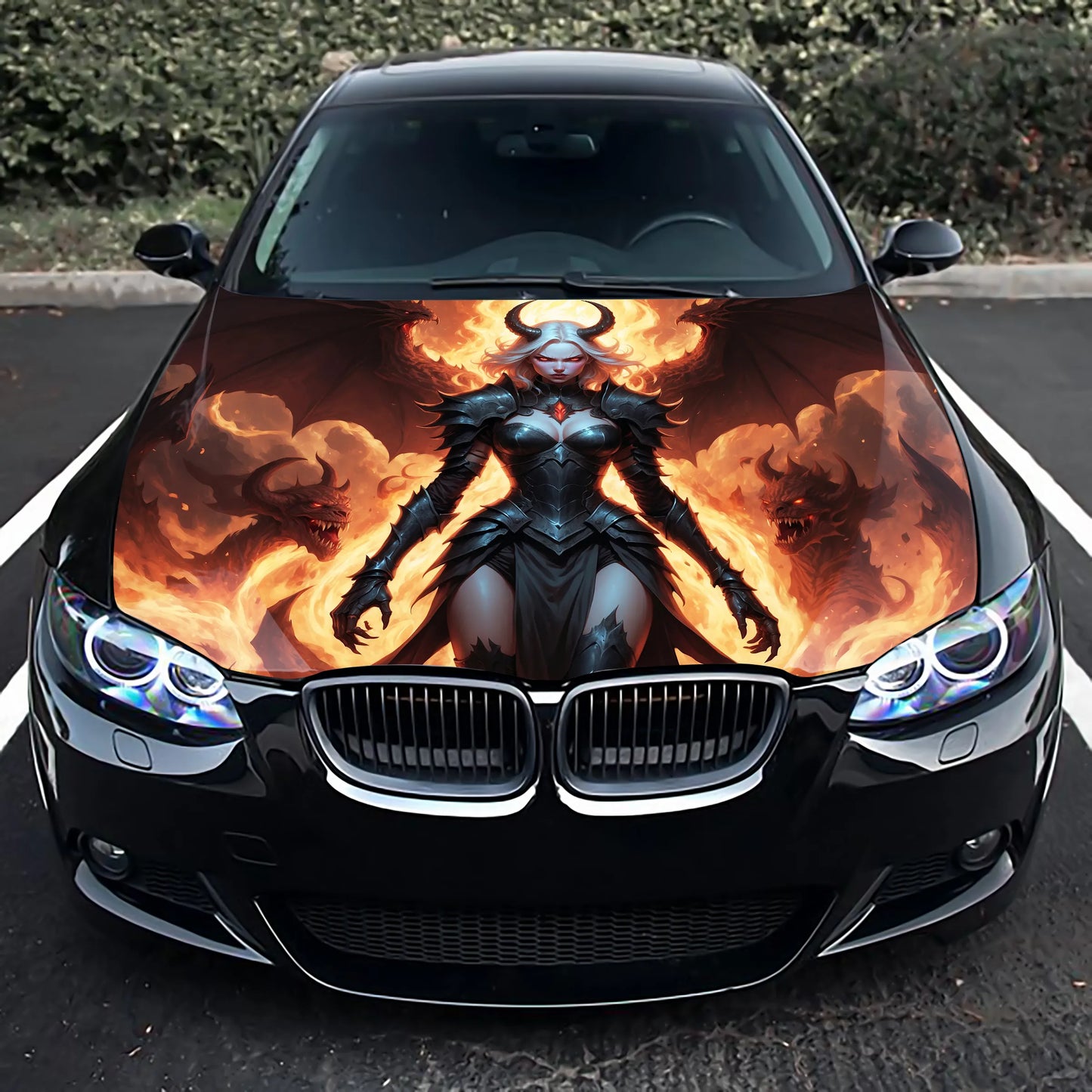 Hell Female Demon Hood Wrap – Custom Vinyl Decal for Cars, Trucks & SUVs