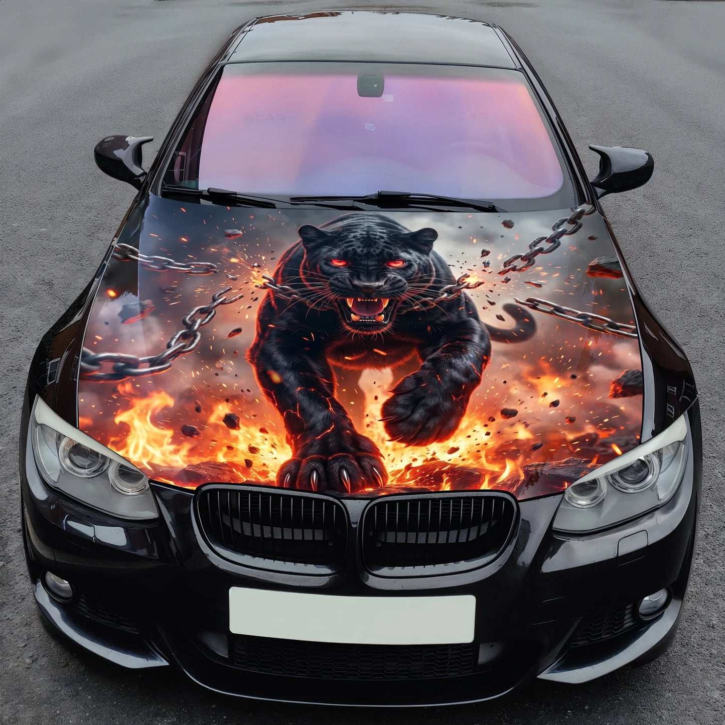 Hell Panther Attack Hood Wrap Graphic – Custom Vinyl Decal for Cars, Trucks & SUVs