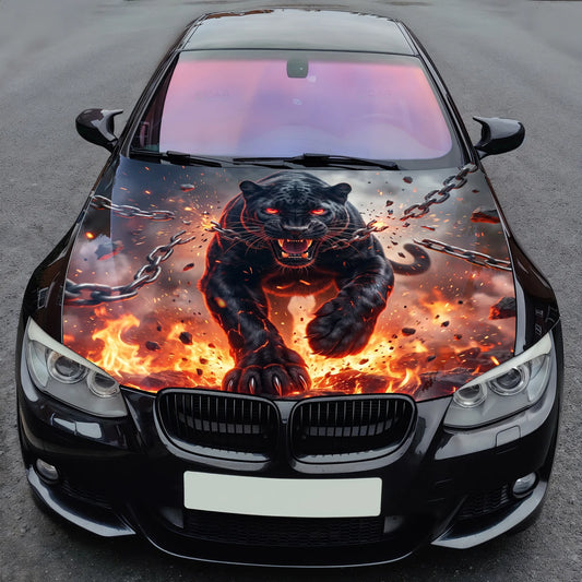 Hell Panther Attack Hood Wrap Graphic – Custom Vinyl Decal for Cars, Trucks & SUVs