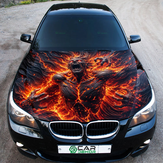 Hellfire Demon Car Hood Wrap Graphic – Custom Vinyl Decal for Cars, Trucks & SUVs