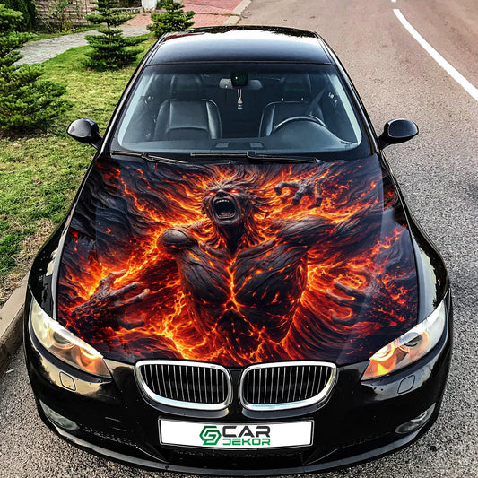 Hellfire Demon Car Hood Wrap Graphic – Custom Vinyl Decal for Cars, Trucks & SUVs
