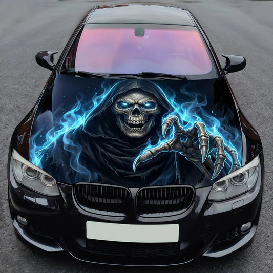 Icy Skull Reaper Hood Wrap Graphic – Custom Vinyl Decal for Cars, Trucks & SUVs