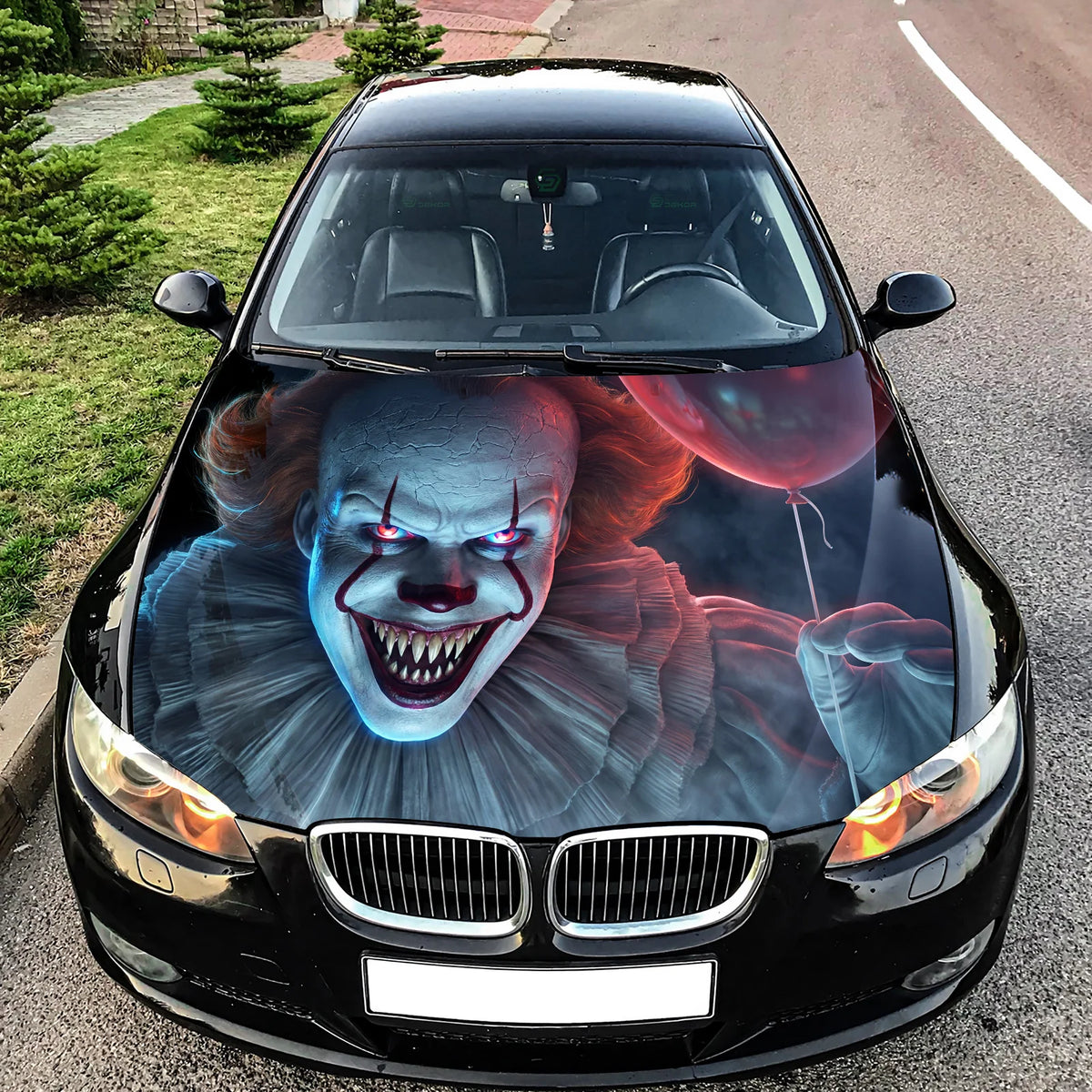IT Clown Pennywise Hood Wrap Graphic – Custom Vinyl Decal for Cars, Trucks & SUVs