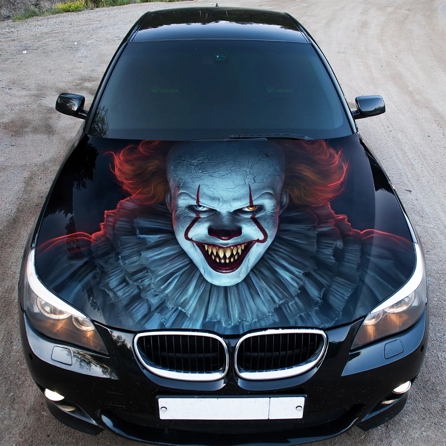 IT Clown Pennywise Hood Wrap Graphic – Custom Vinyl Decal for Cars, Trucks & SUVs