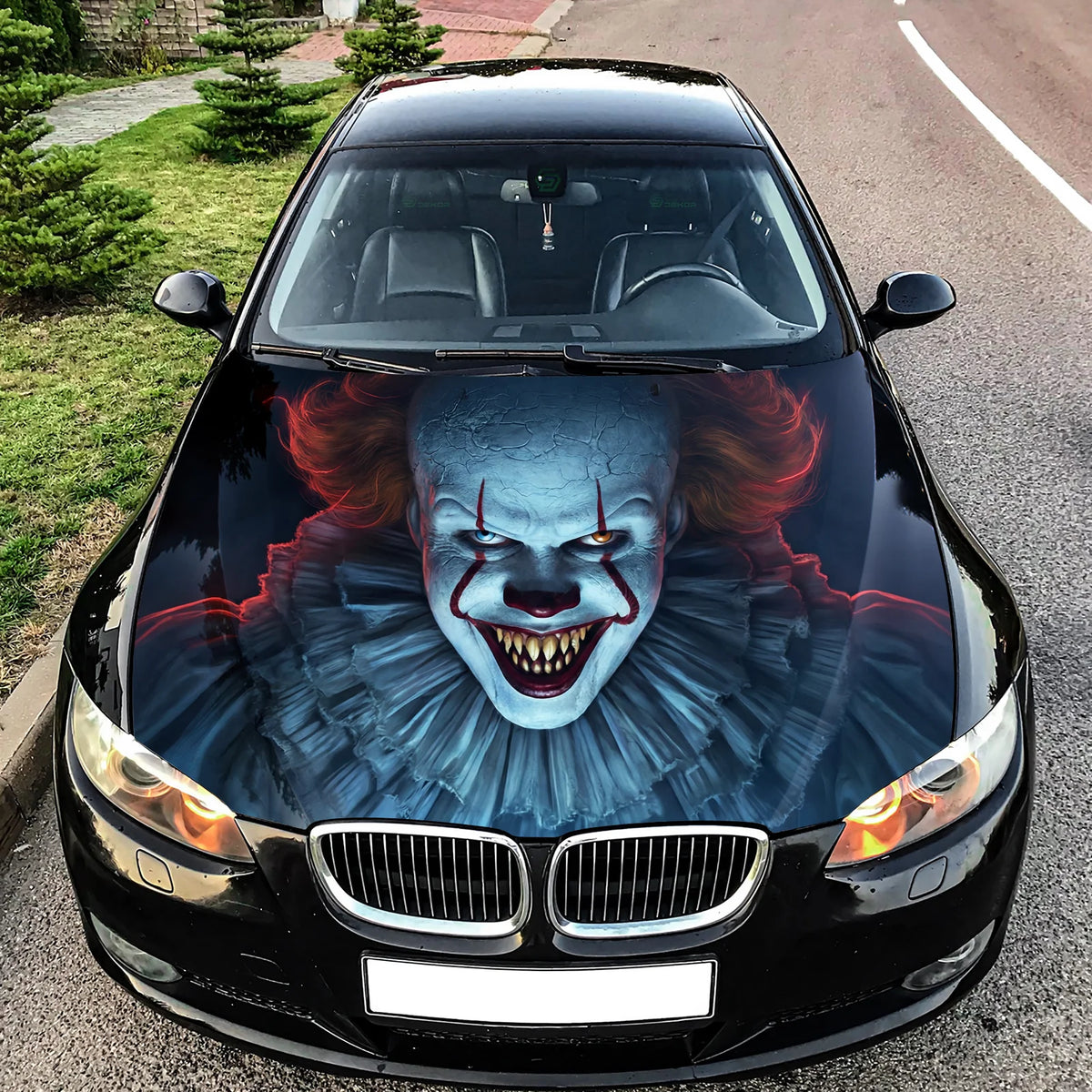 IT Clown Pennywise Hood Wrap Graphic – Custom Vinyl Decal for Cars, Trucks & SUVs