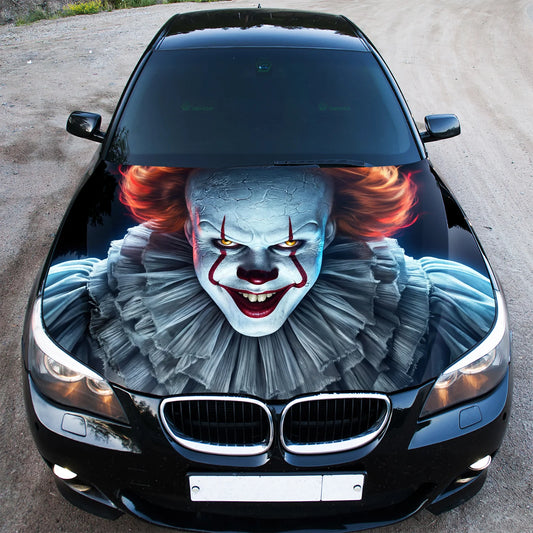 IT Clown Pennywise Hood Wrap Graphic – Custom Vinyl Decal for Cars, Trucks & SUVs