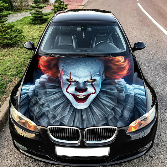 IT Clown Pennywise Hood Wrap Graphic – Custom Vinyl Decal for Cars, Trucks & SUVs