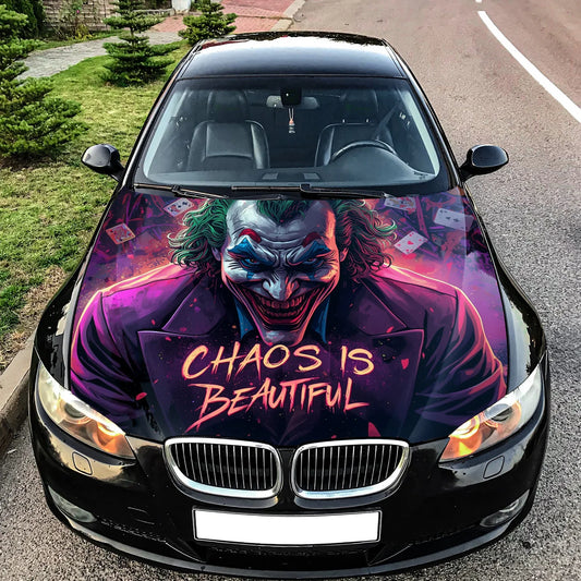 Joker Chaos Smile Hood Wrap Graphic – Custom Vinyl Decal for Cars, Trucks & SUVs
