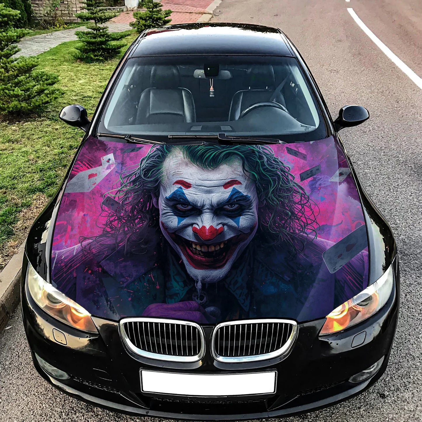 Joker Evil Laugh Hood Wrap Graphic – Custom Vinyl Decal for Cars, Trucks & SUVs