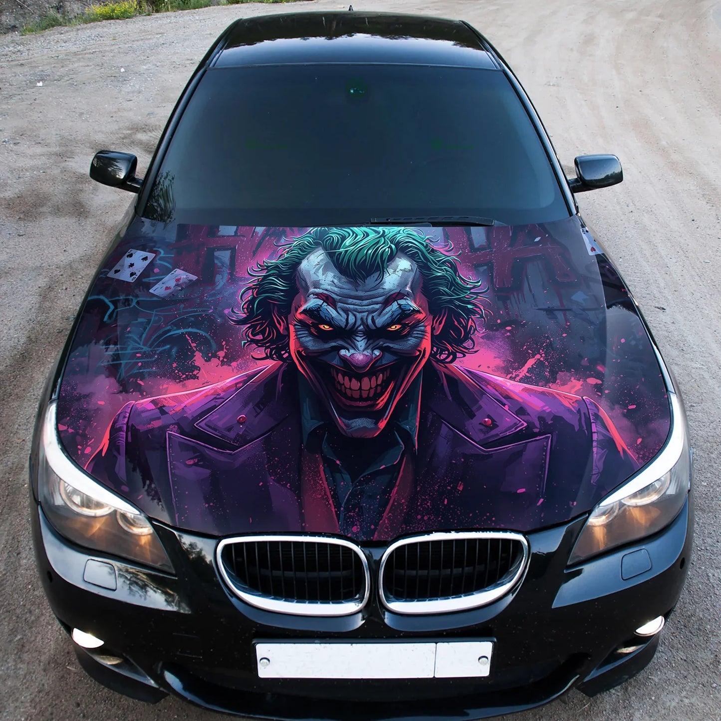 Joker Comic Art Hood Wrap Graphic – Custom Vinyl Decal for Cars, Trucks & SUVs