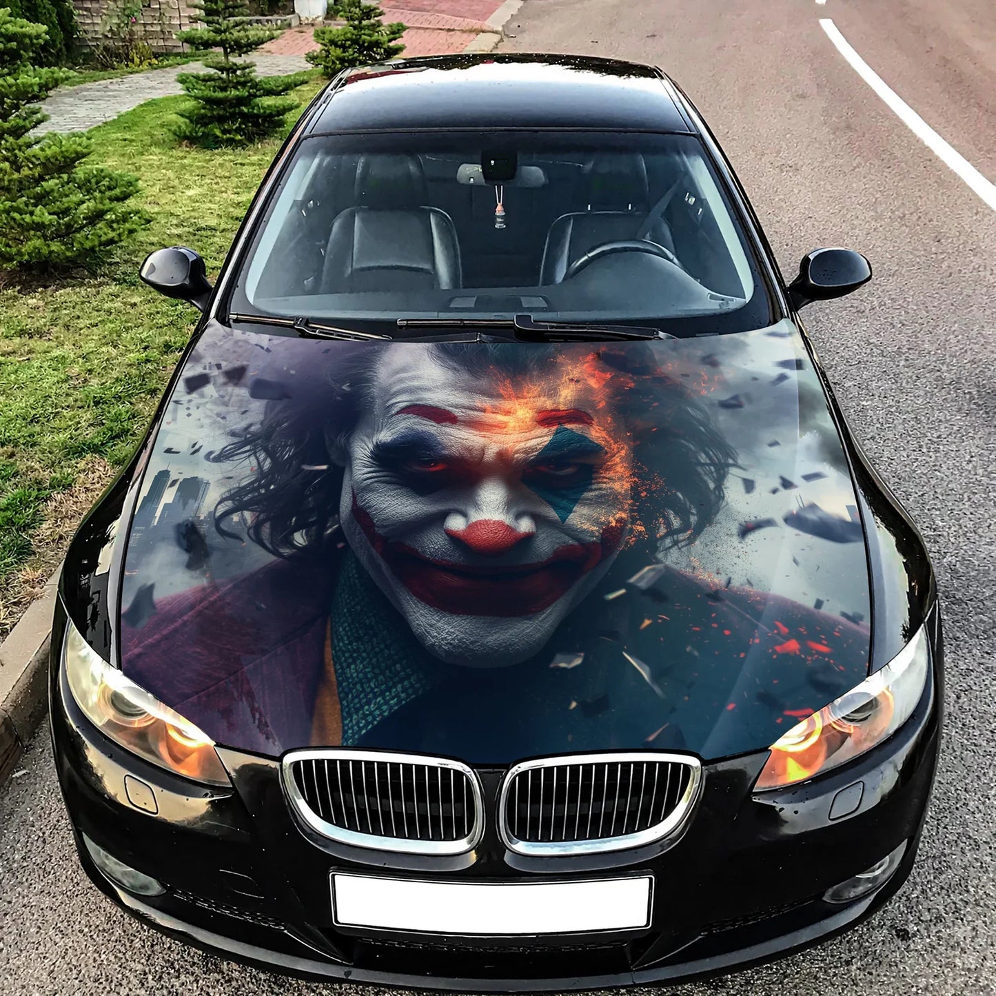 Joker Burning Hood Wrap Graphic – Custom Vinyl Decal for Cars, Trucks & SUVs