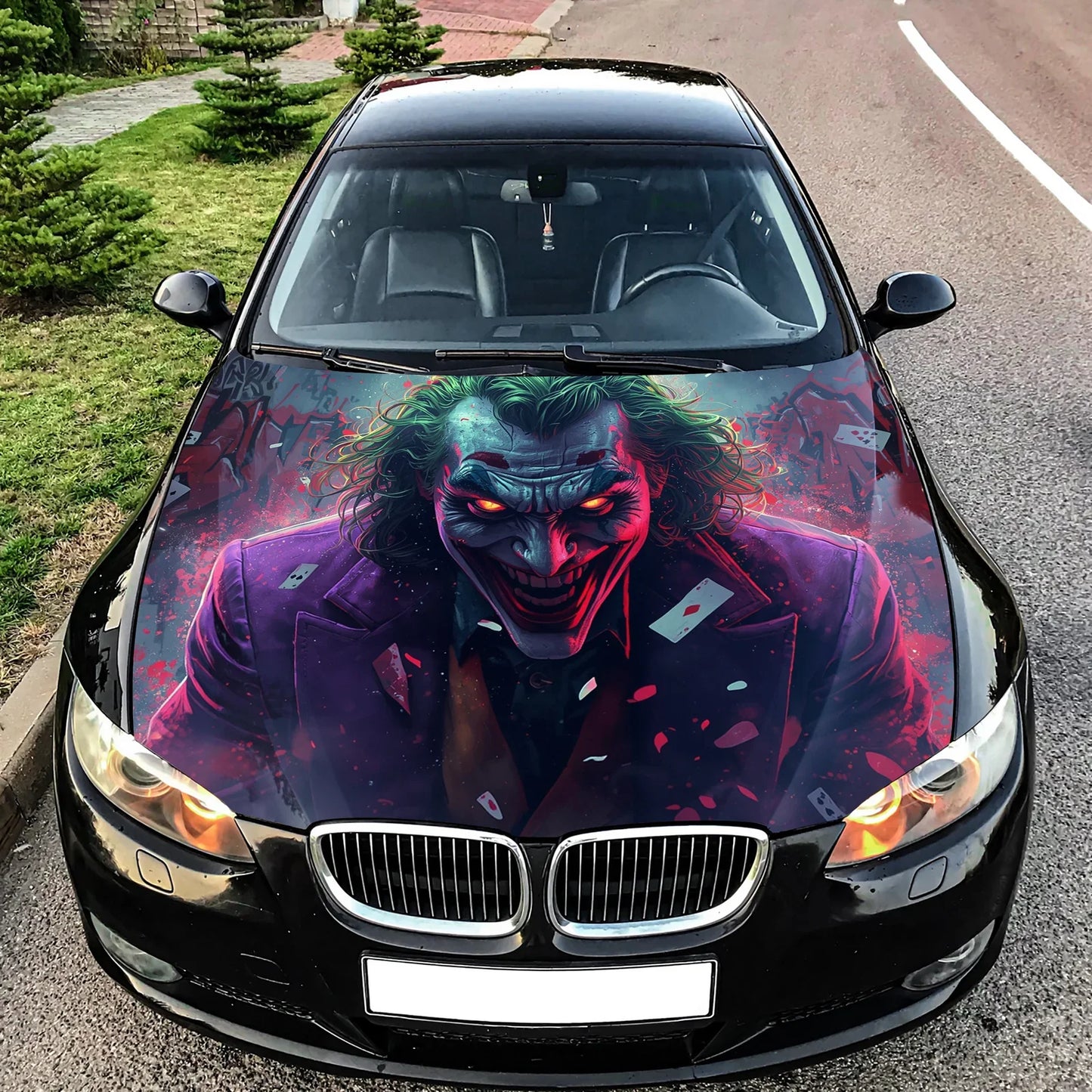 Joker Villain Hood Wrap Graphic – Custom Vinyl Decal for Cars, Trucks & SUVs