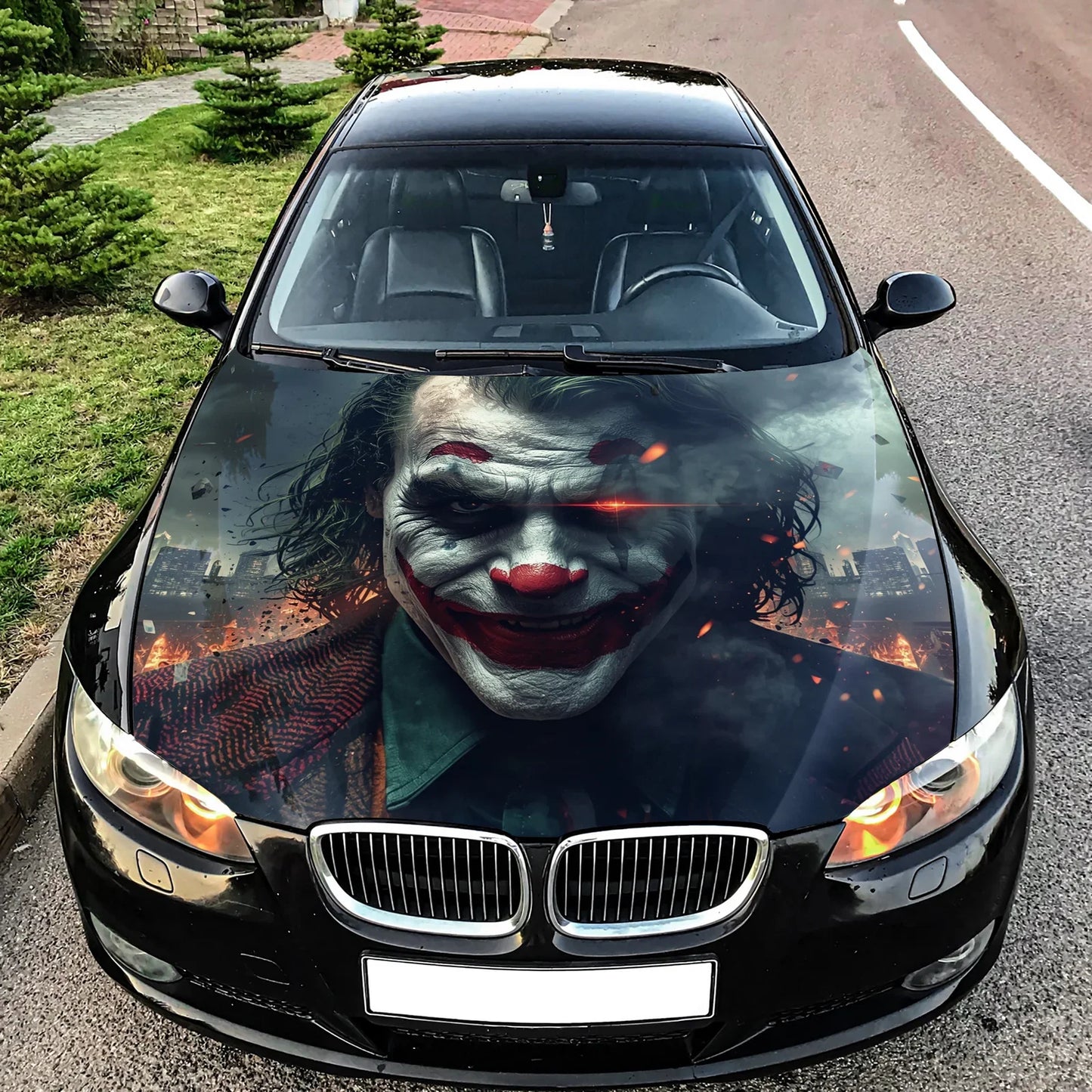 Joker Burning Hood Wrap Graphic – Custom Vinyl Decal for Cars, Trucks & SUVs