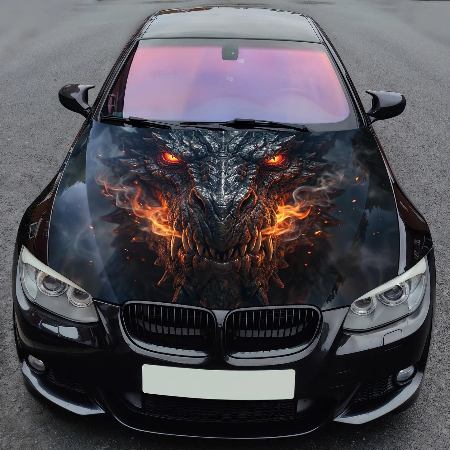 Lava Dragon Face Hood Wrap Graphic – Custom Vinyl Decal for Cars, Trucks & SUVs