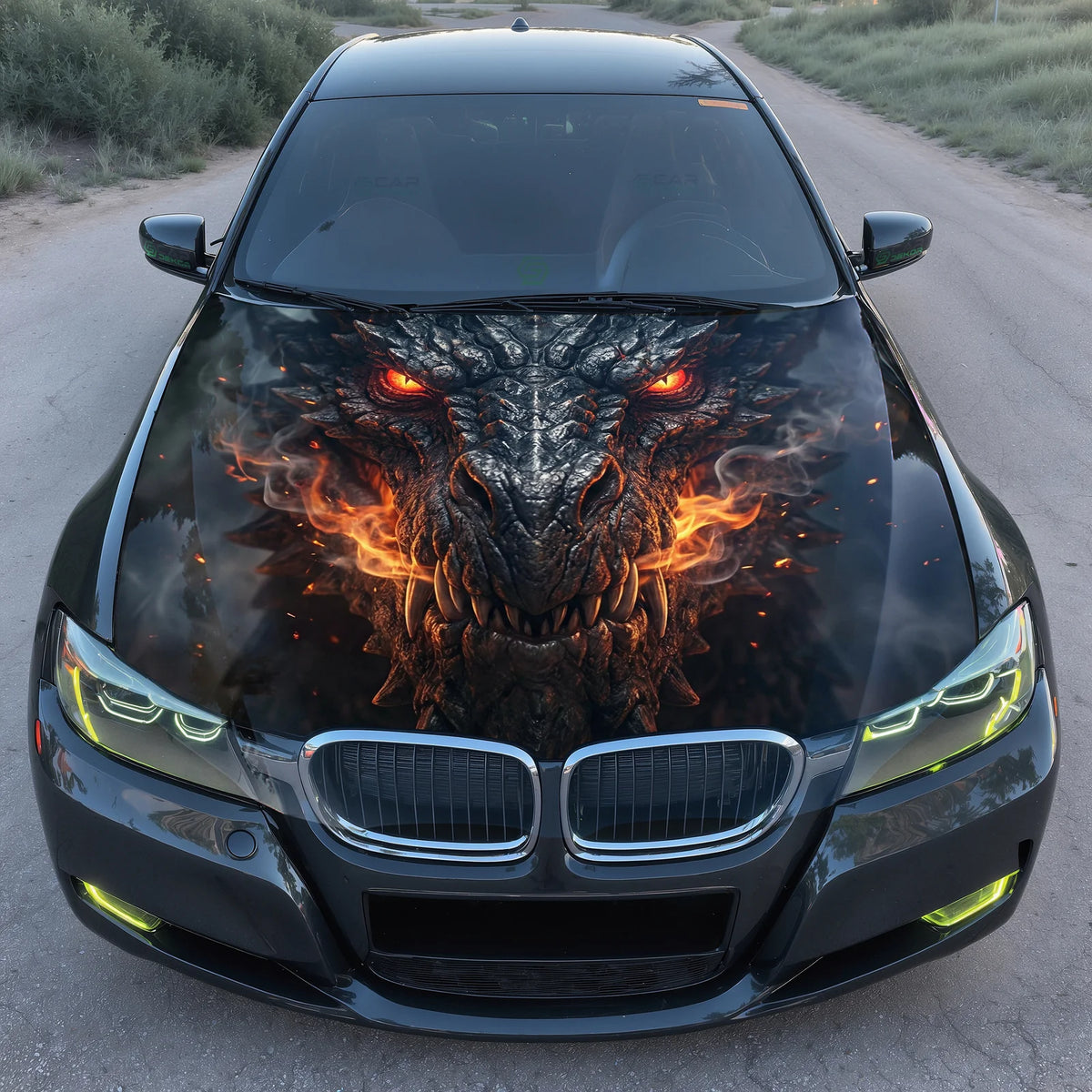 Lava Dragon Face Hood Wrap Graphic – Custom Vinyl Decal for Cars, Trucks & SUVs