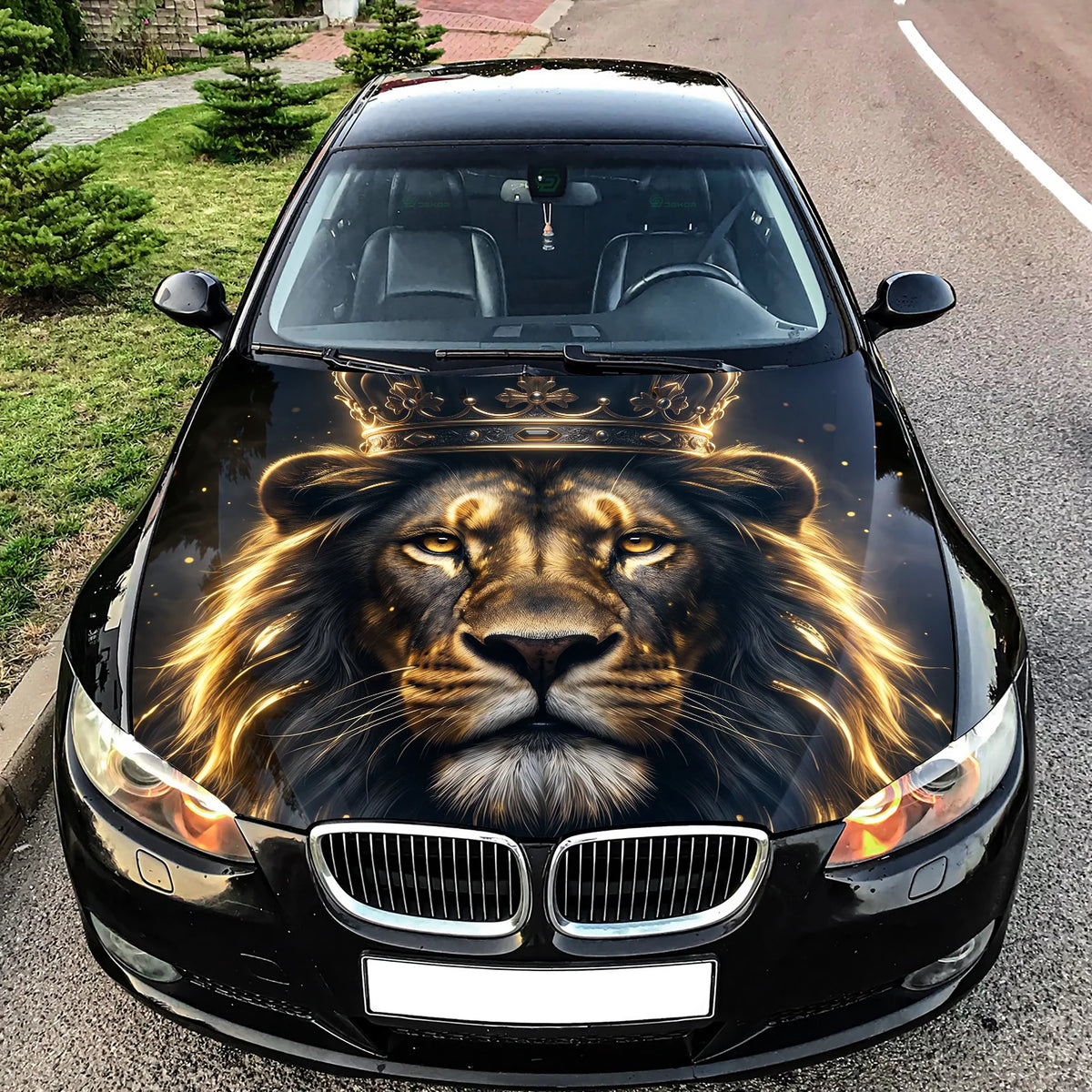 Lion King Crowned Hood Wrap Graphic – Custom Vinyl Decal for Cars, Trucks & SUVs