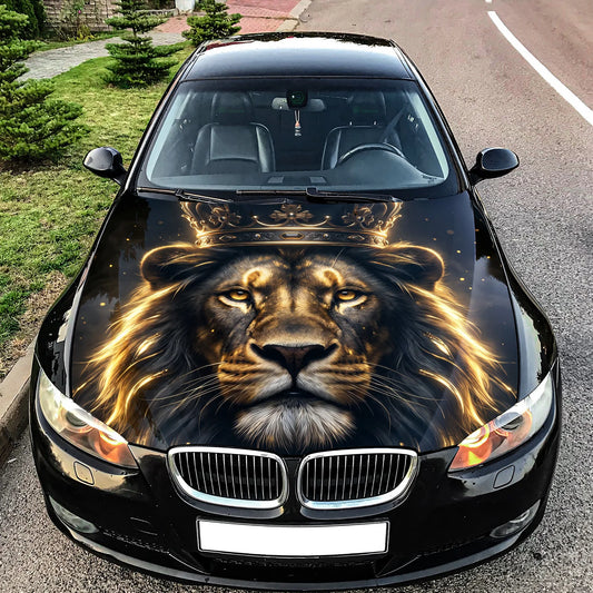 Lion King Crowned Hood Wrap Graphic – Custom Vinyl Decal for Cars, Trucks & SUVs