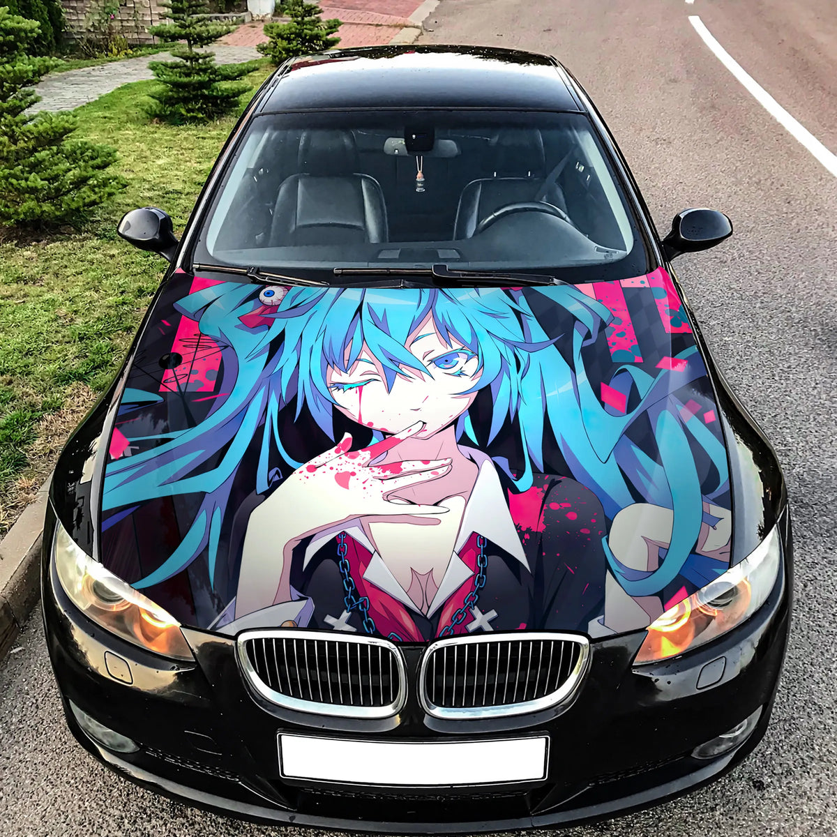 Miku Anime Girl Hood Wrap – Custom Vinyl Decal for Cars, Trucks & SUVs