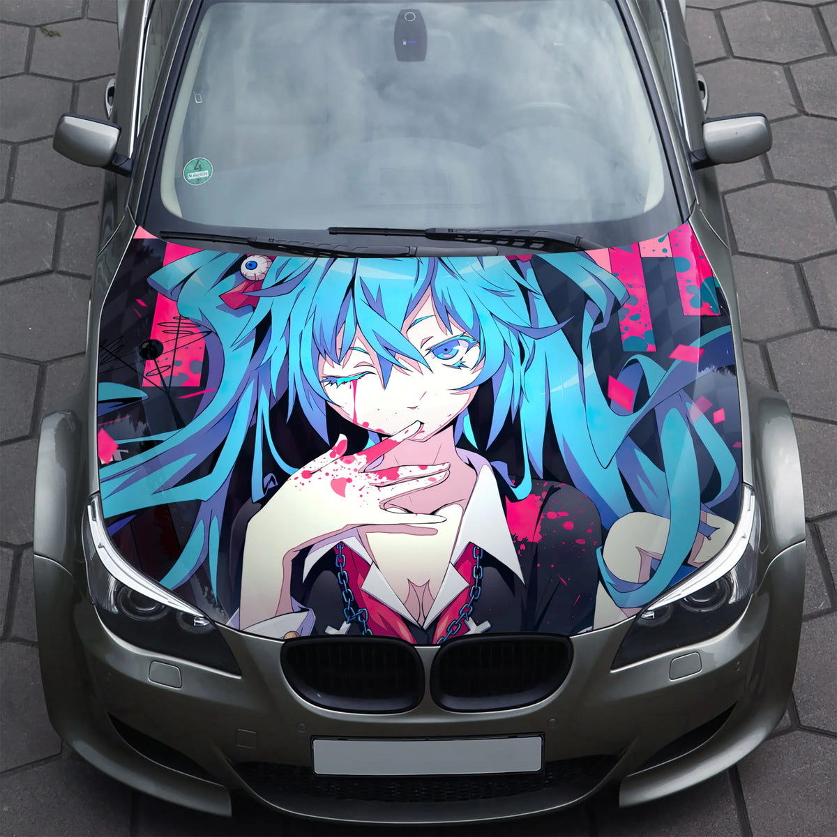 Miku Anime Girl Hood Wrap – Custom Vinyl Decal for Cars, Trucks & SUVs