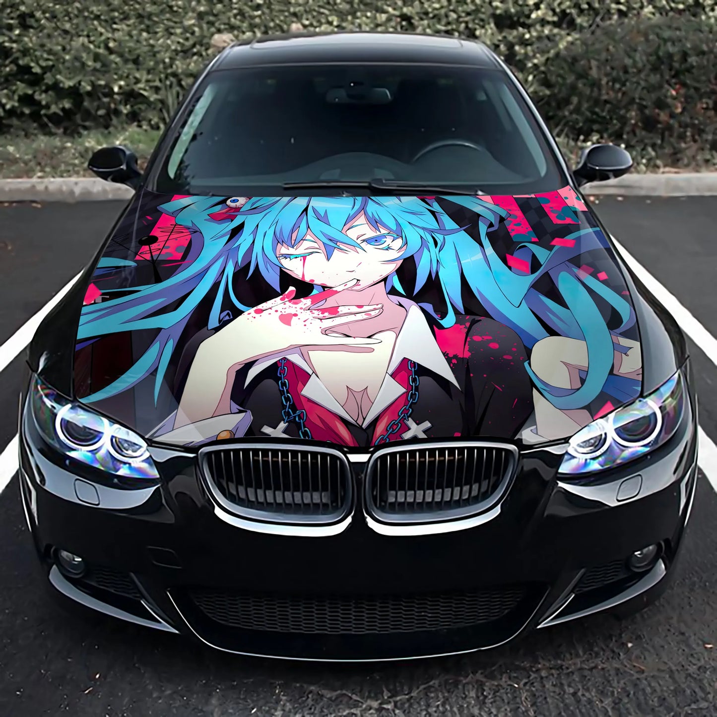 Miku Anime Girl Hood Wrap – Custom Vinyl Decal for Cars, Trucks & SUVs