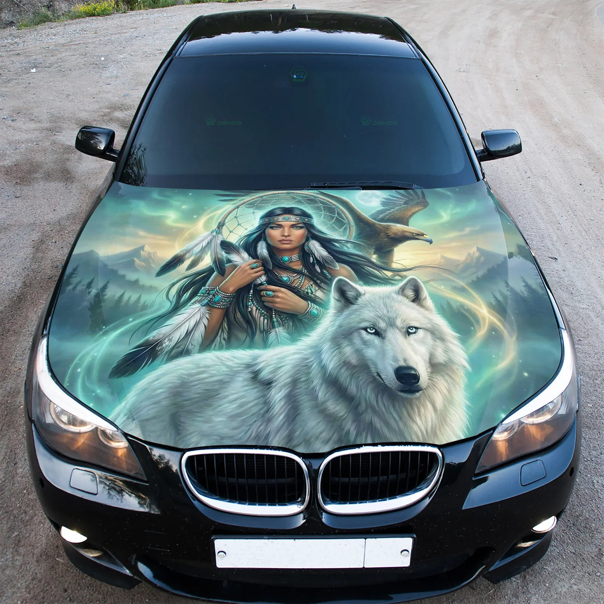 Native Woman and Hood Wrap Graphic – Custom Vinyl Decal for Cars, Trucks & SUVs