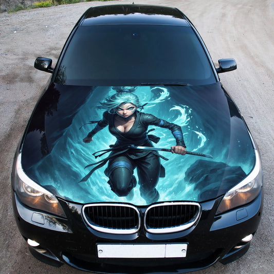 Ninja Girl Katana Hood Wrap – Custom Vinyl Decal for Cars, Trucks & SUVs