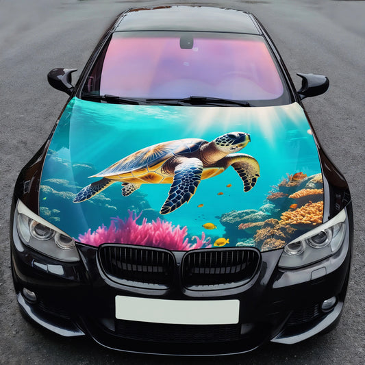 Ocean Turtle Art Hood Wrap – Custom Vinyl Decal for Cars, Trucks & SUVs
