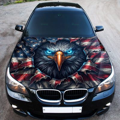 Patriotic Eagle Face Hood Wrap Graphic – Custom Vinyl Decal for Cars, Trucks & SUVs
