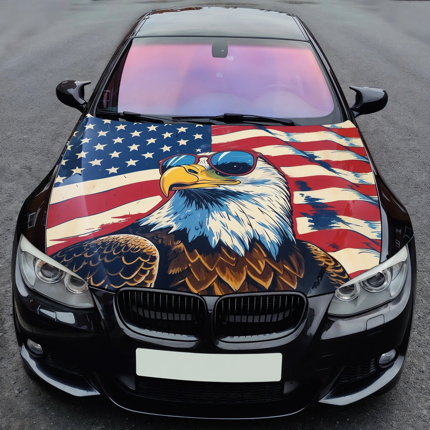 Patriotic Eagle Flag Hood Wrap – Custom Vinyl Decal for Cars, Trucks & SUVs