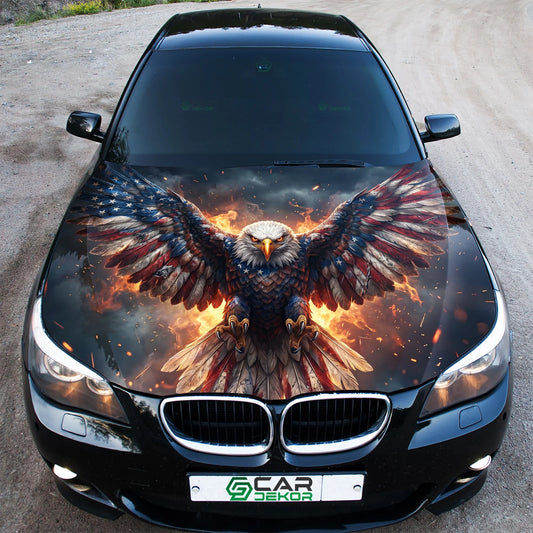 Patriotic Eagle Car Hood Wrap Graphic – Custom Vinyl Decal for Cars, Trucks & SUVs